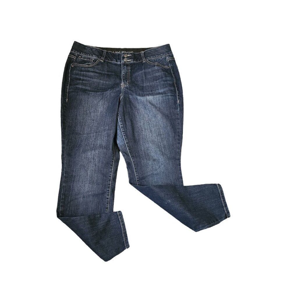 Lane Bryant High Rise Skinny Stretch Dark Denim Jeans Womens Size 16 R Blue